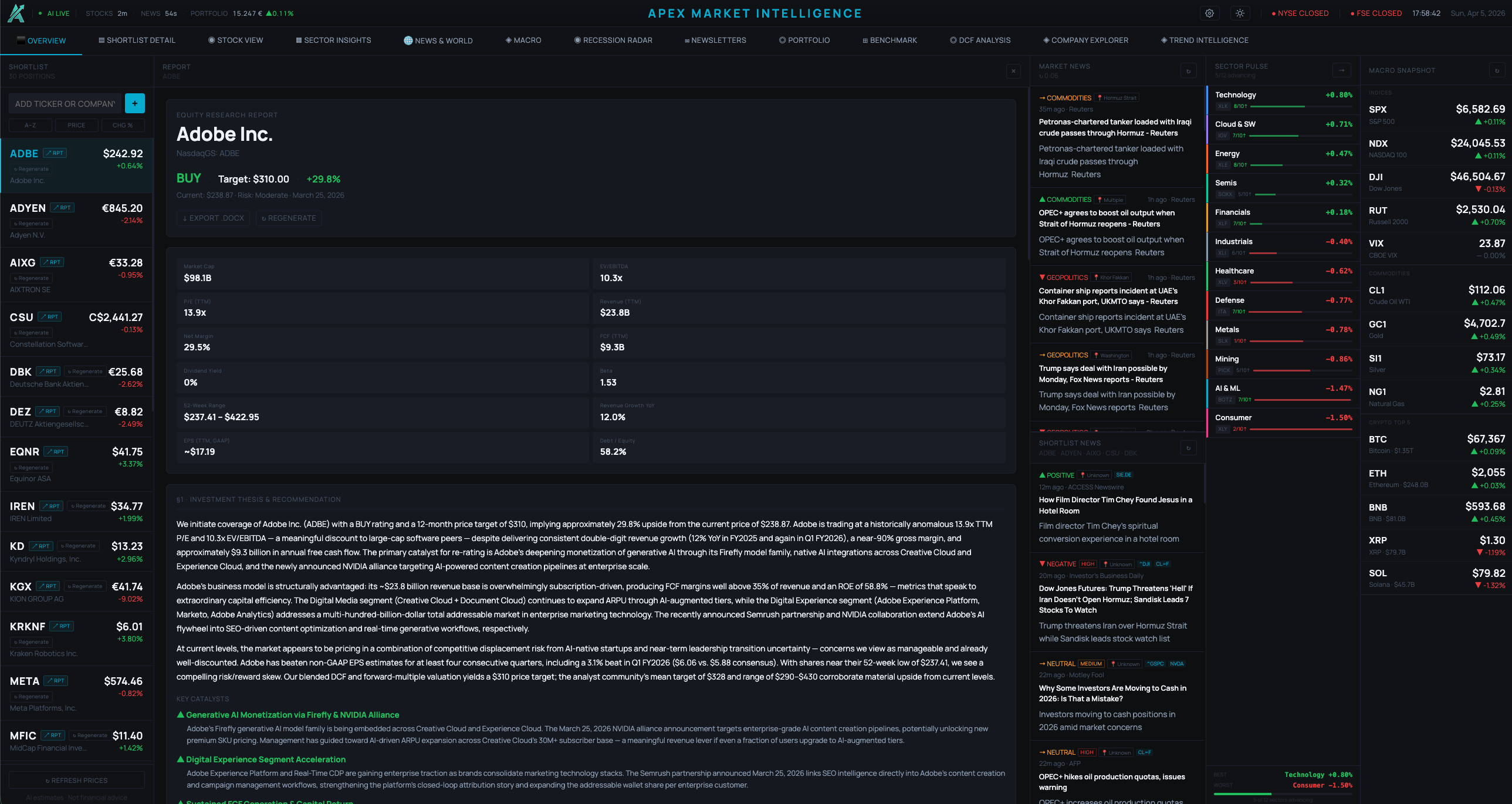 AI Equity Research Reports screenshot